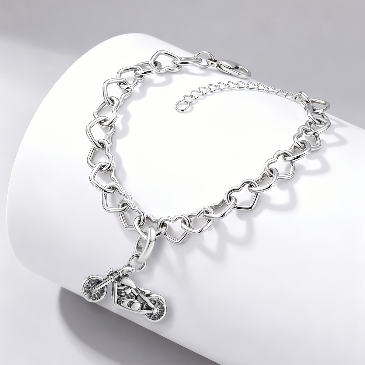 Motorcycle Vintage DIY Pendant Bracelet, 925 Silver Plated